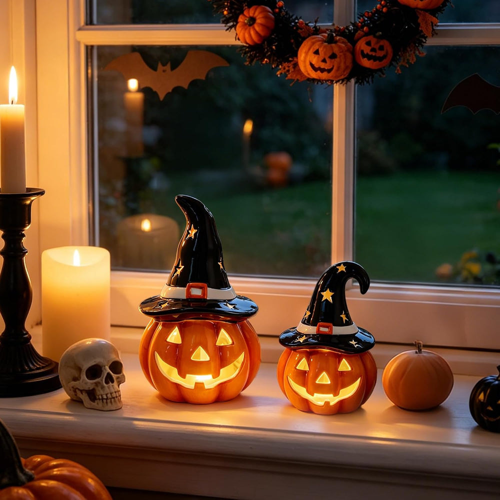 WDS WONDROUS Halloween Pumpkin Lights Decorations for Fall Home Table Decor