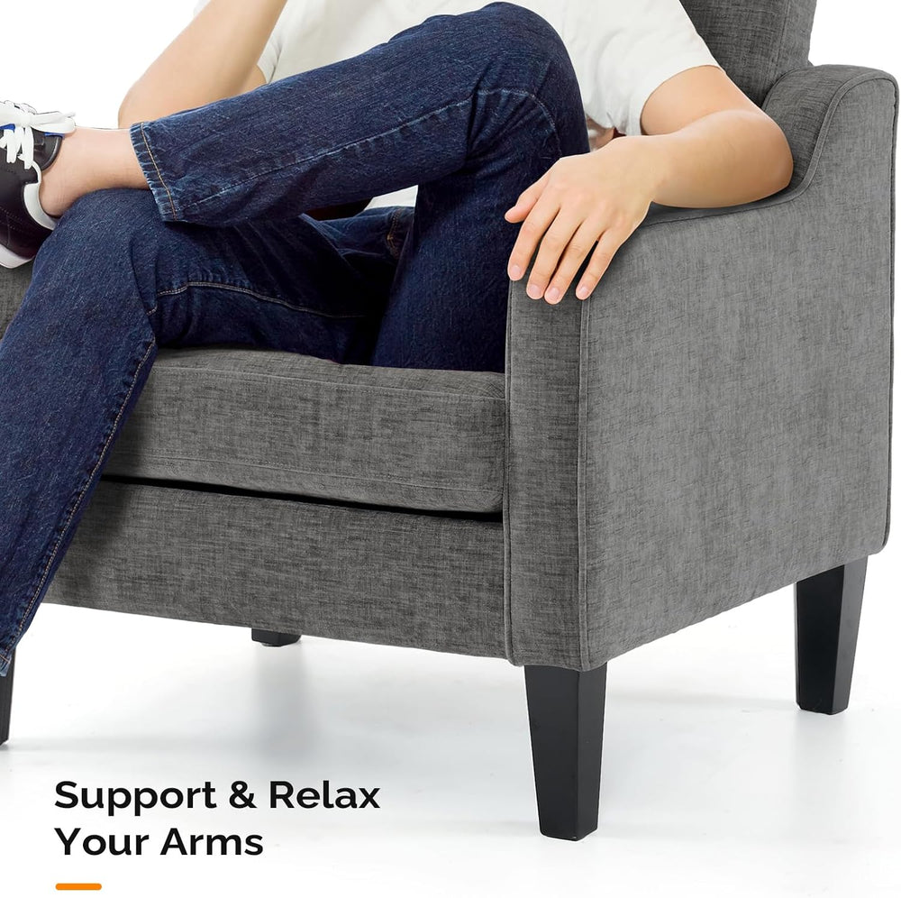 VINGLI Light Grey Accent Chair, Chenille Fabric Armchair for Living Room