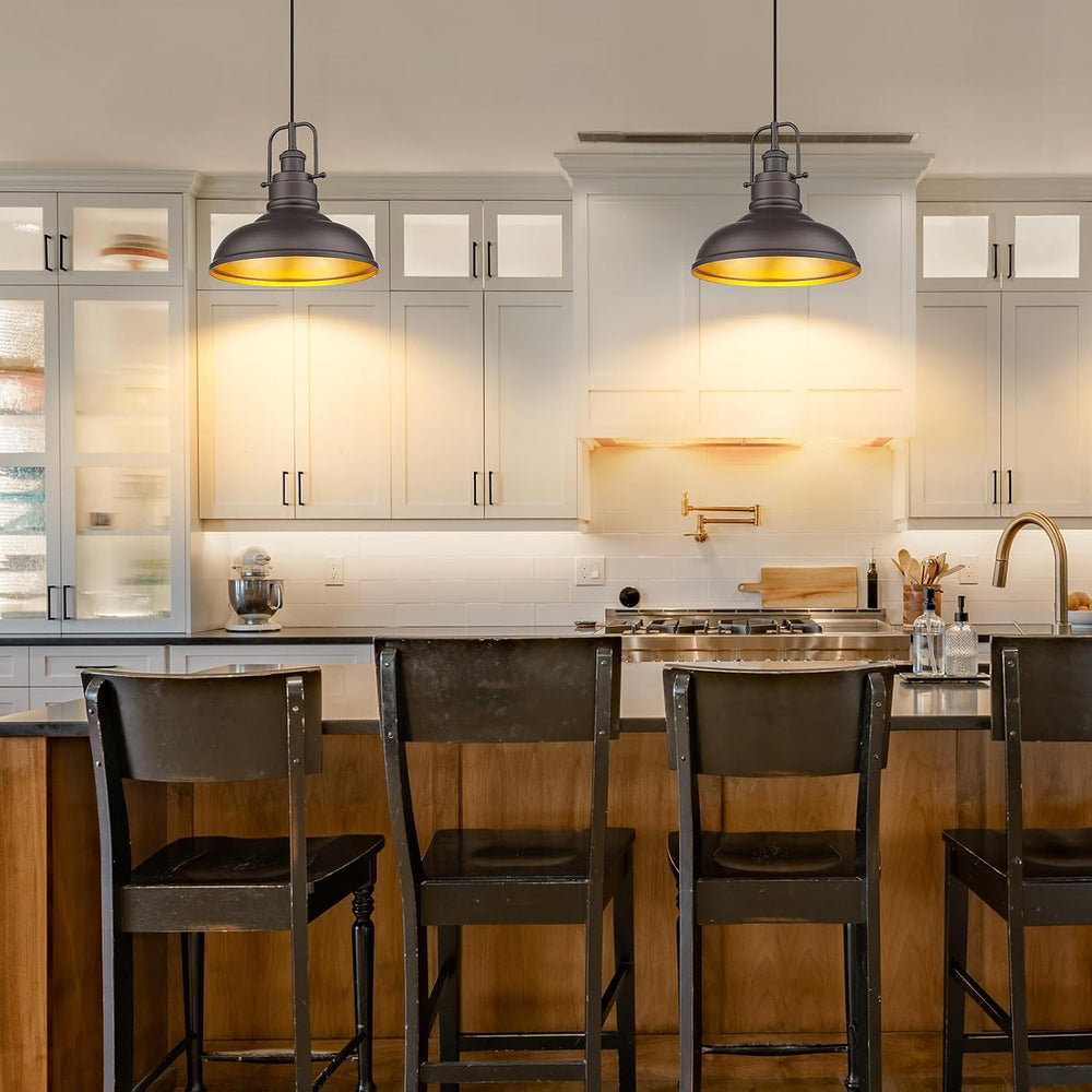 zeyu Farmhouse Pendant Light, 1-Light Industrial Hanging Light Fixture 11-inc...