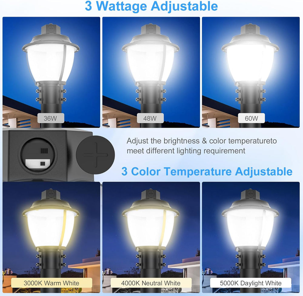 LED Post Top Light with Dusk to Dawn Photocell 60W LED Pole Area Lights ETL
