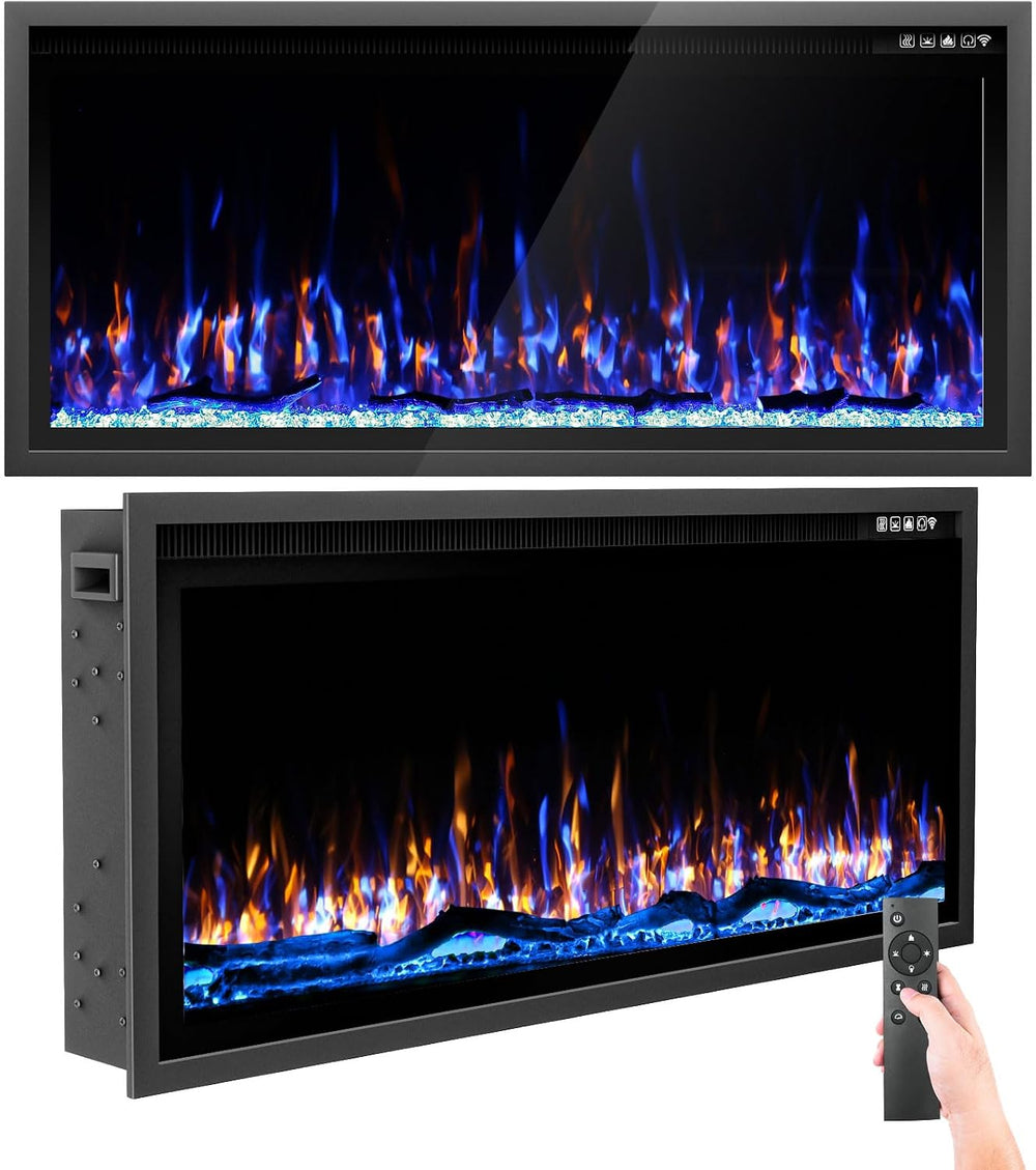 Kucreiheat 42 Inch Electric Fireplace Aluminum Frame-Ultra Silm Fireplace Rec...