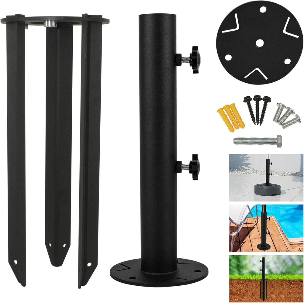Patio Umbrella Stand Base, Heavy Duty Outdoor Umbrella Holder, Metal Grass Um...
