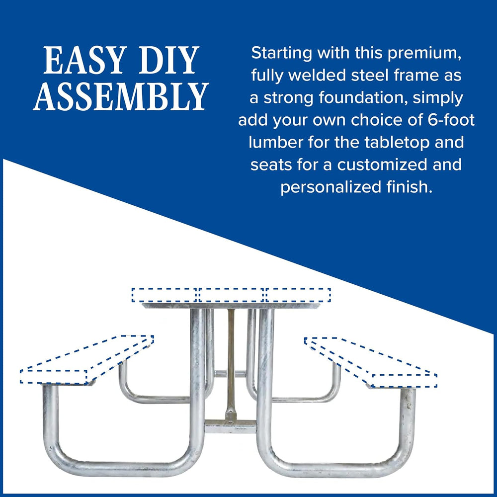 Picnic Table Frame Kit – Commercial Grade, Fully Welded Steel, 6-Foot DIY Des...