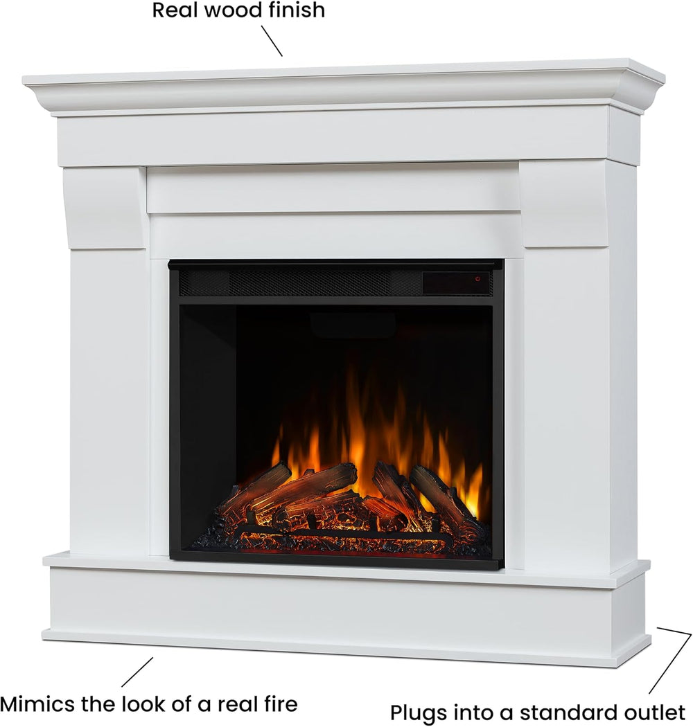 Real Flame Chateau 41” Electric Fireplace with Mantel for Living Room or Bedr...