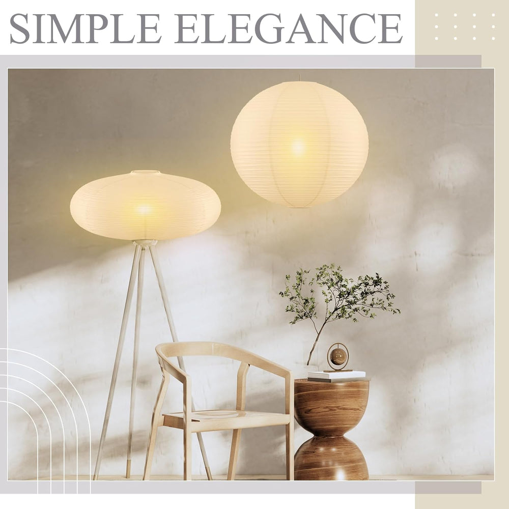Fuyoooo 2 Pcs Chinese Paper Lanterns 20 Inch White Lampshade, Large Round and...