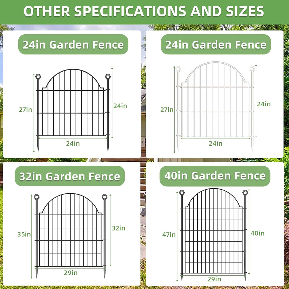 10 Panels No Dig Decorative Outdoor Garden Fence, 40in (H) x23.6ft (L)