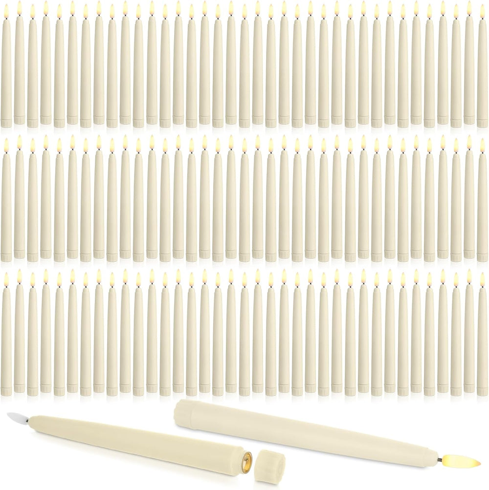 Baquler 100 Pcs Flameless Taper Candles LED Taper Candles Flickering Bulk