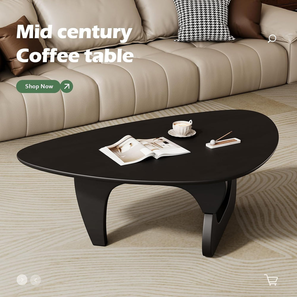 Mid Century Modern Coffee Table - Black Wooden Coffee Table for Living Room,C...
