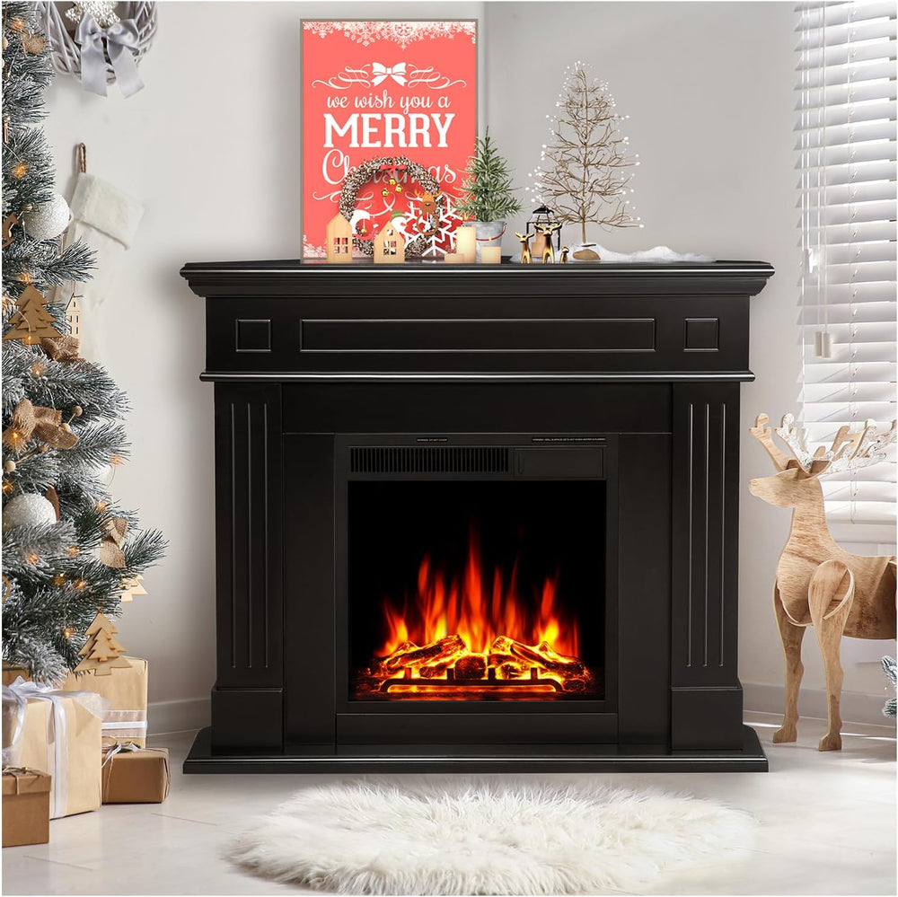 44" Corner Electric Fireplace with Mantel Package Freestanding Fireplace...