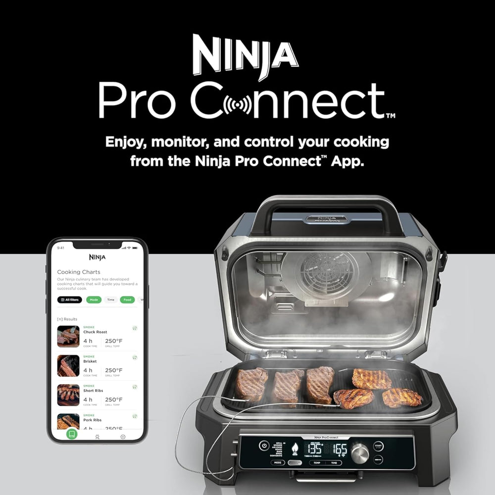 Ninja Woodfire ProConnect Premium XL Outdoor Grill & Smoker, Black & ...