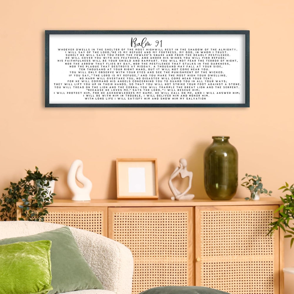 FZMHASLWW Psalm 91 Wall Art 32"×12" Black