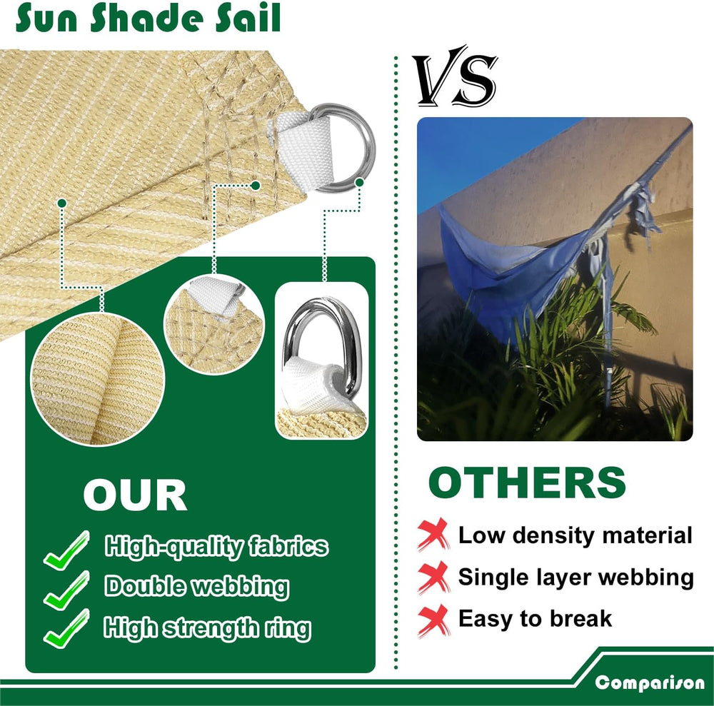 Sun Shade Sails 13'x20' Rectangle Outdoor Sunshade Canopy UV Block Co...