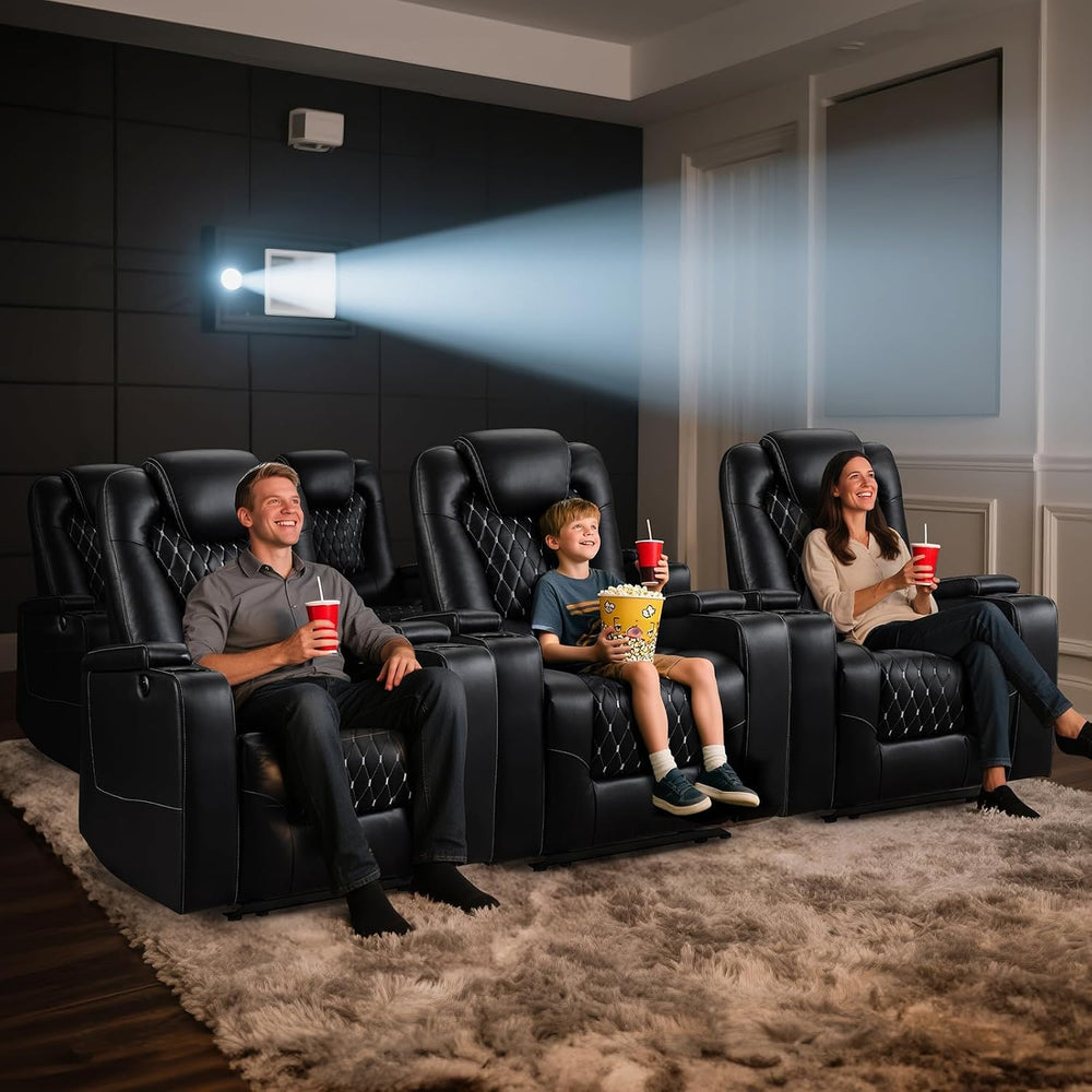 ANJ Power Recliner Chair Set of 3, Electric Soft Faux Leather Reclining Home ...