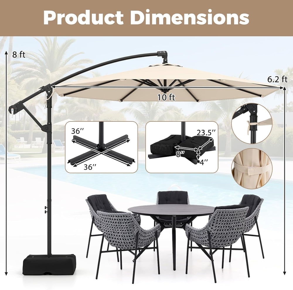 Tangkula 10ft Patio Umbrella with Base Included, Offset Cantilever Outdoor Um...