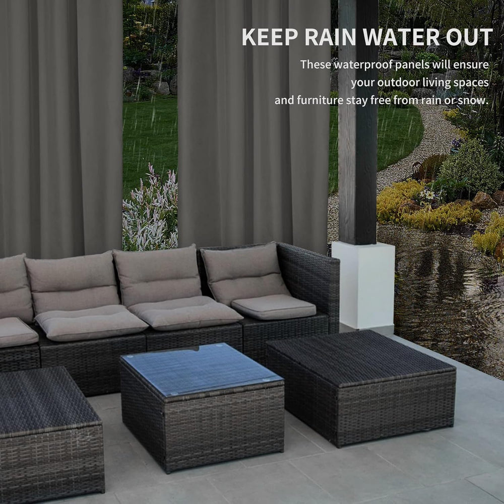 Easy-Going 100% Waterproof Outdoor Curtains 54x96 inch, Dark Grey