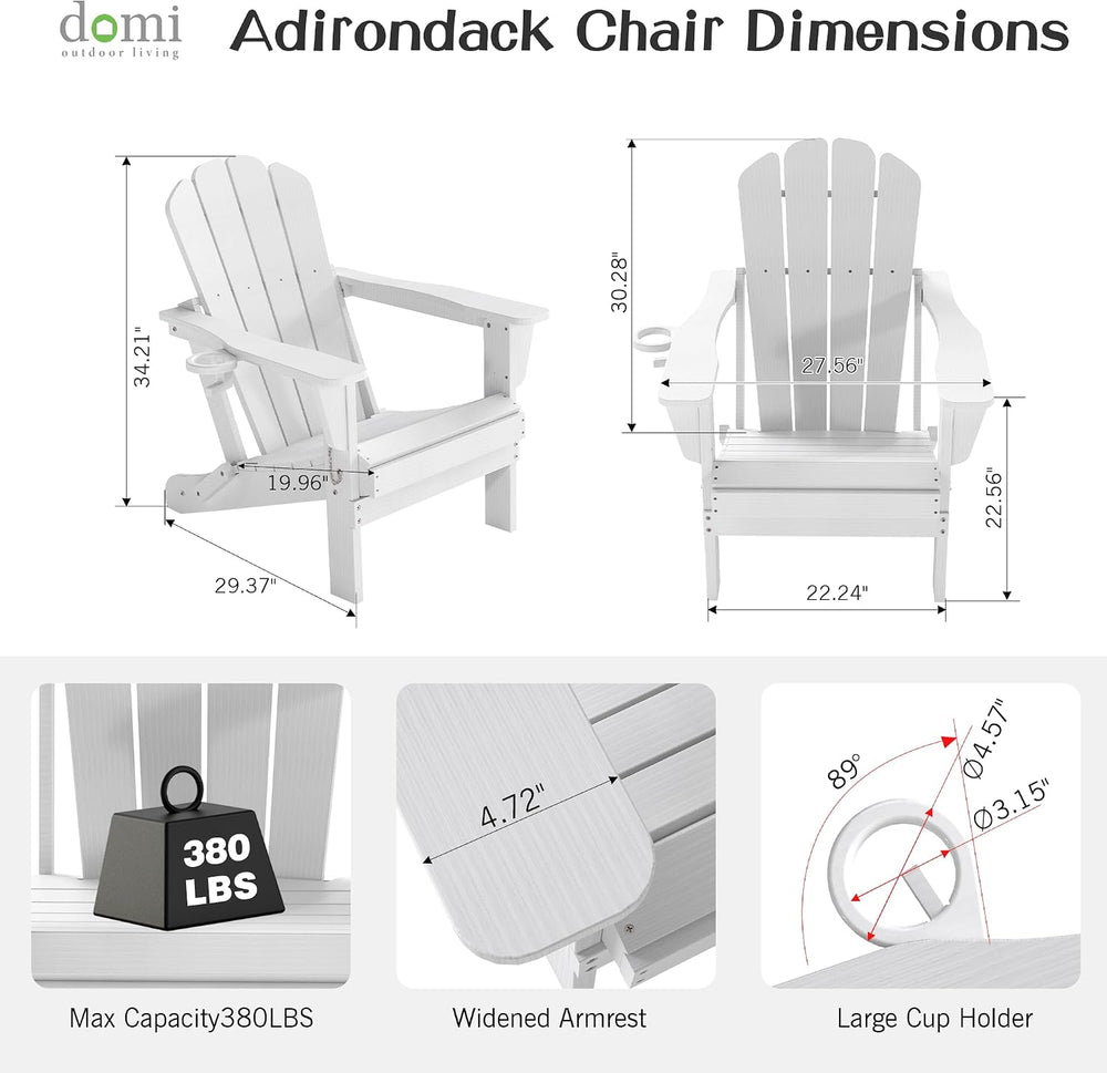 Domi Folding Adirondack Chair Set of 8, HDPE All-Weather Adirondack Chairs wi...