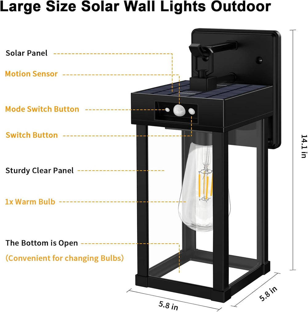 Auzev Outdoor Solar Wall Sconce Dusk to Dawn, Exterior Wall Light Fixture