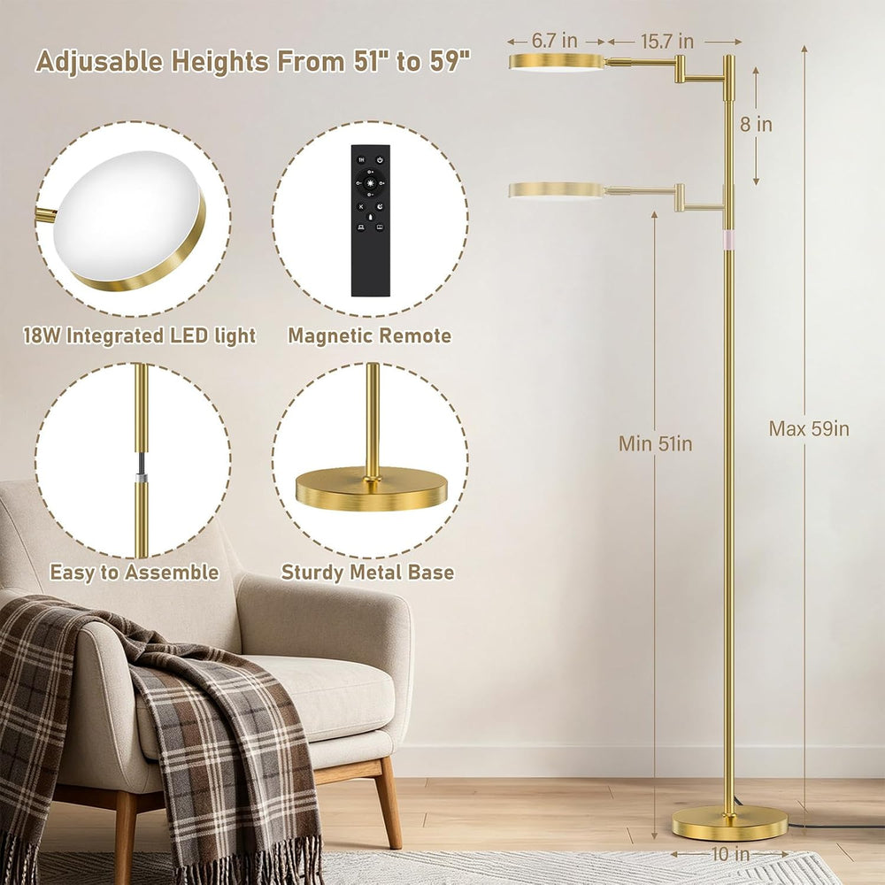 SIBRILLE LED Floor Lamp, 18W Bright Standing Lamp with Remote Control, Adjust...