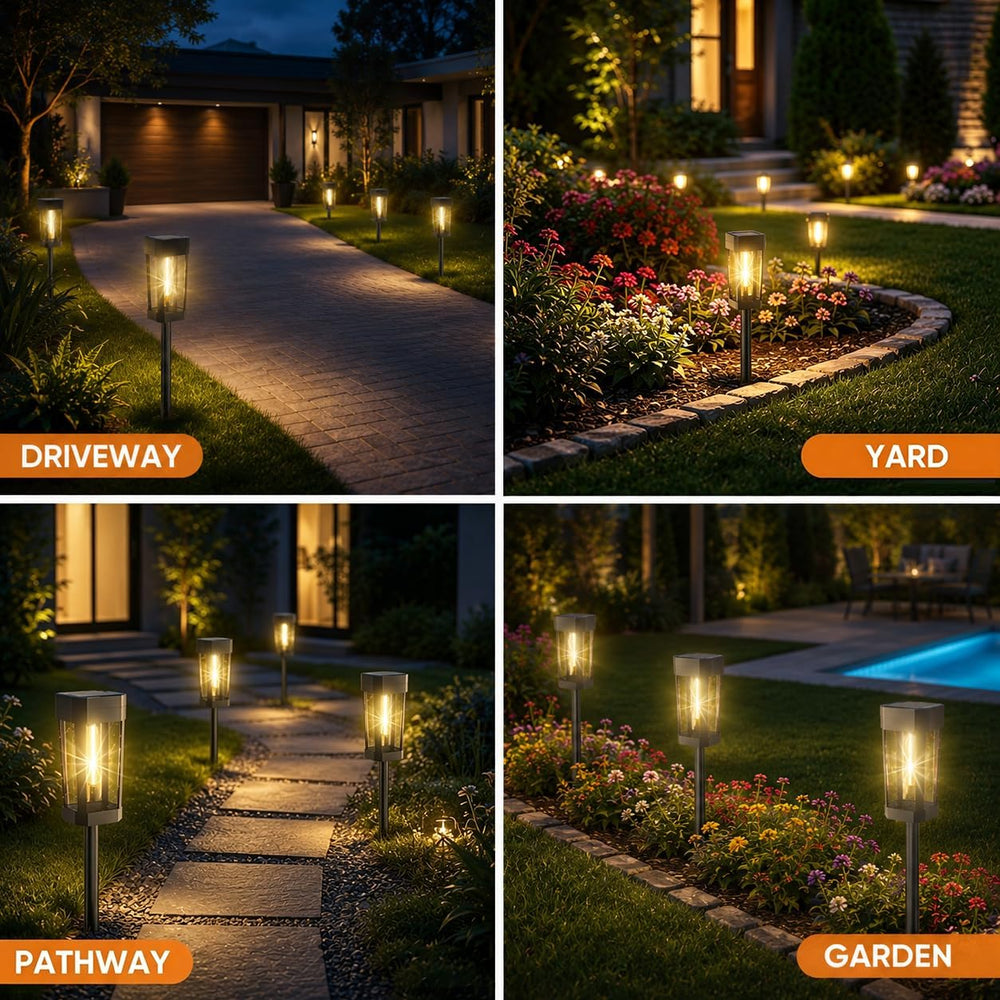 Solar Pathway Lights Outdoor – 12 Pack Solar Powered Garden Pathway Lights - ...