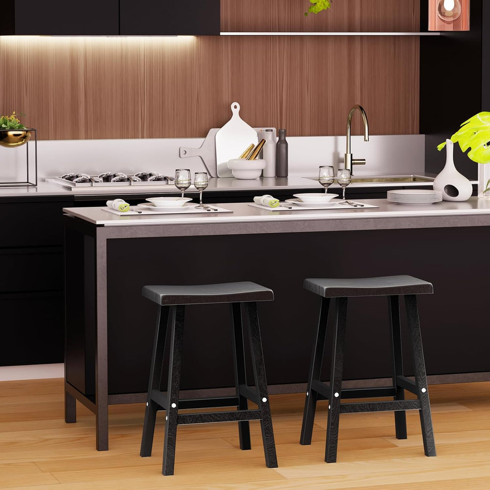 PatioZen Bar Stools, 29'', Black, Set of 2