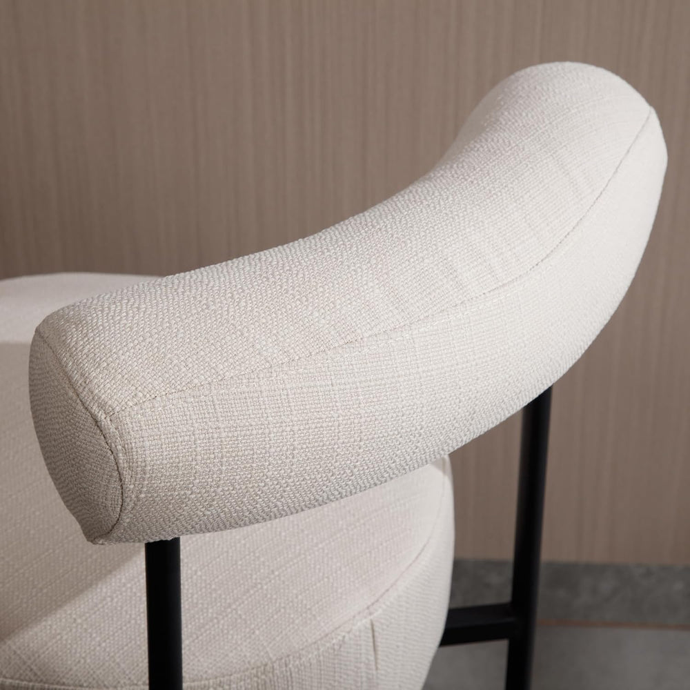 Shunzhi Beige Linen Counter Height Bar Stools Set of 4, Modern Boucle Barstoo...