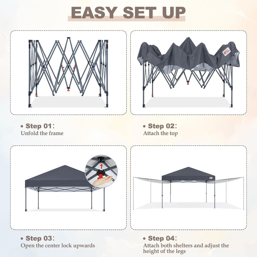 MASTERCANOPY 10x10 Pop Up Canopy Tent with 2 Shelters,230 Sq ft Drak Grey