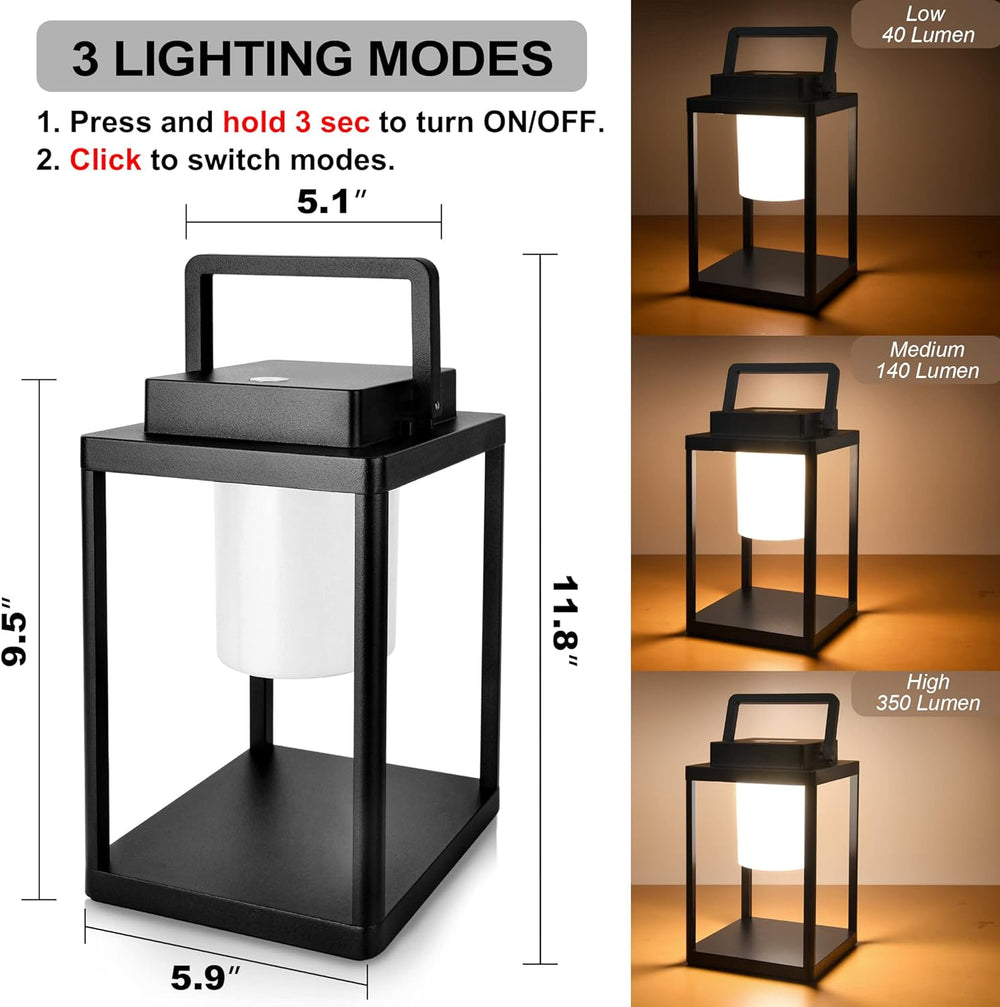 Outdoor Table Lamp, Cordless Rechargeable LED Lanterns for Patio