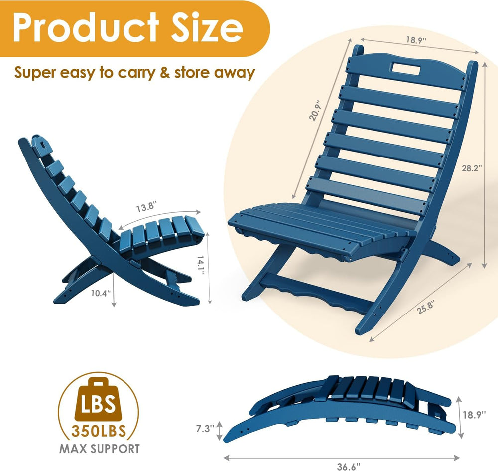 IVY&LANE Portable Xavier-Chairs Set of 2 | Folding-Adirondack-Chair | Wav...