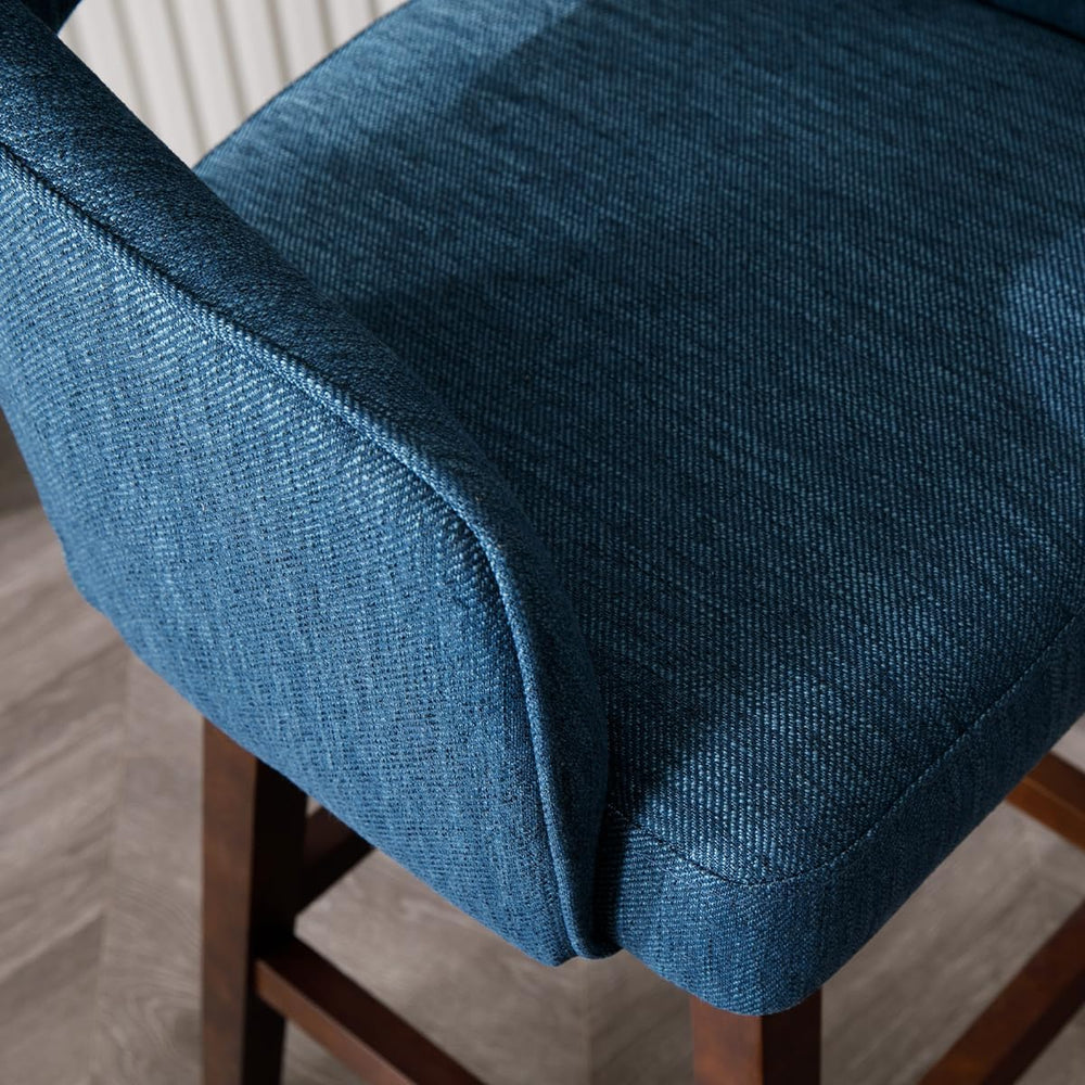 Kmax Single Swivel Counter Height Bar Stool, Blue Linen