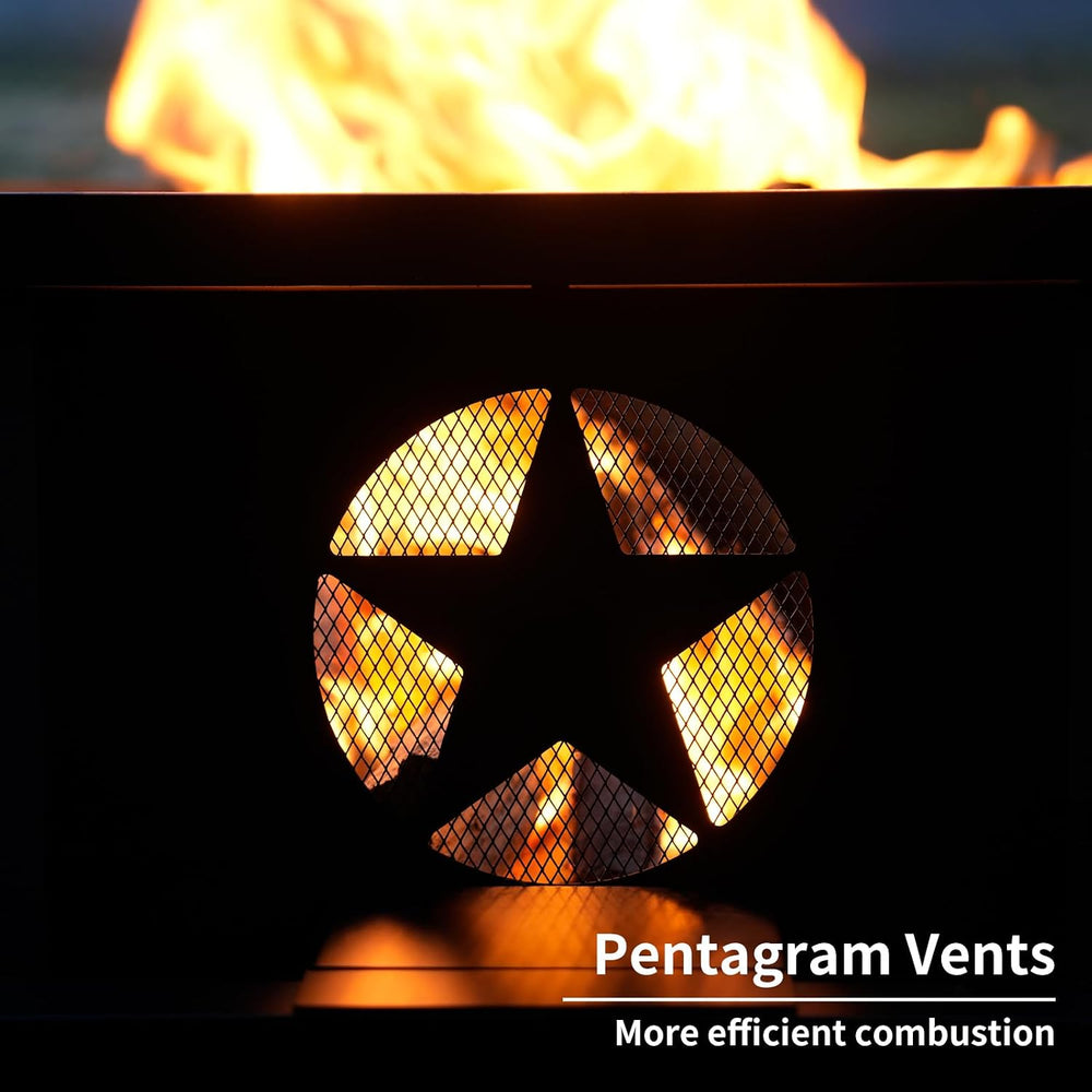 45 inch Large Fire Pit, Outdoor Fire Pit with Heavy Duty Construction, Wood B...