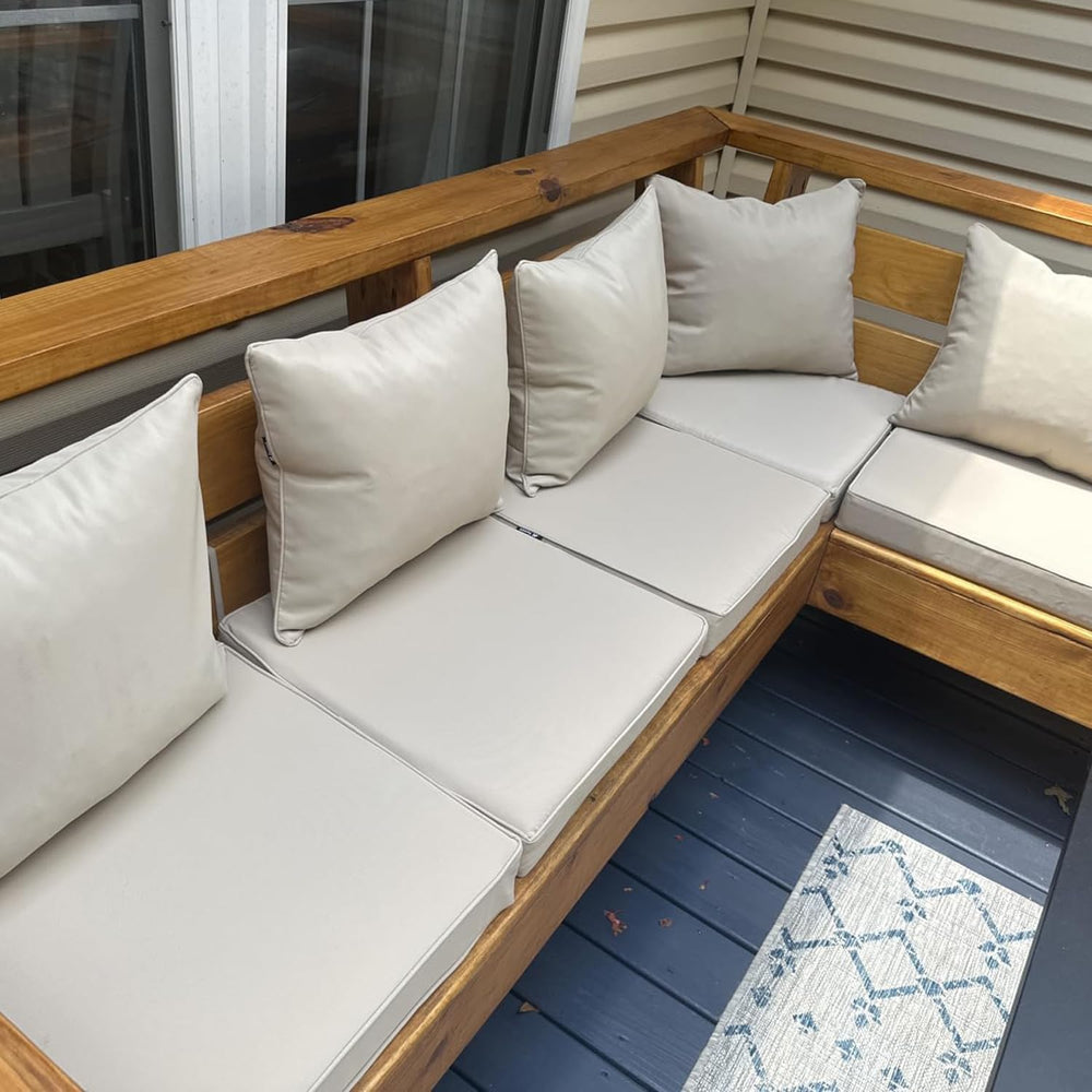 Outdoor Seat Cushion Cover Set of 4, 24 x 24 x 4 Inch, Tan