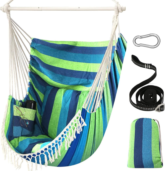 Chihee Hammock Chair Max 500 Lbs 2 Cushions Spreader Bar Strap Carabiner