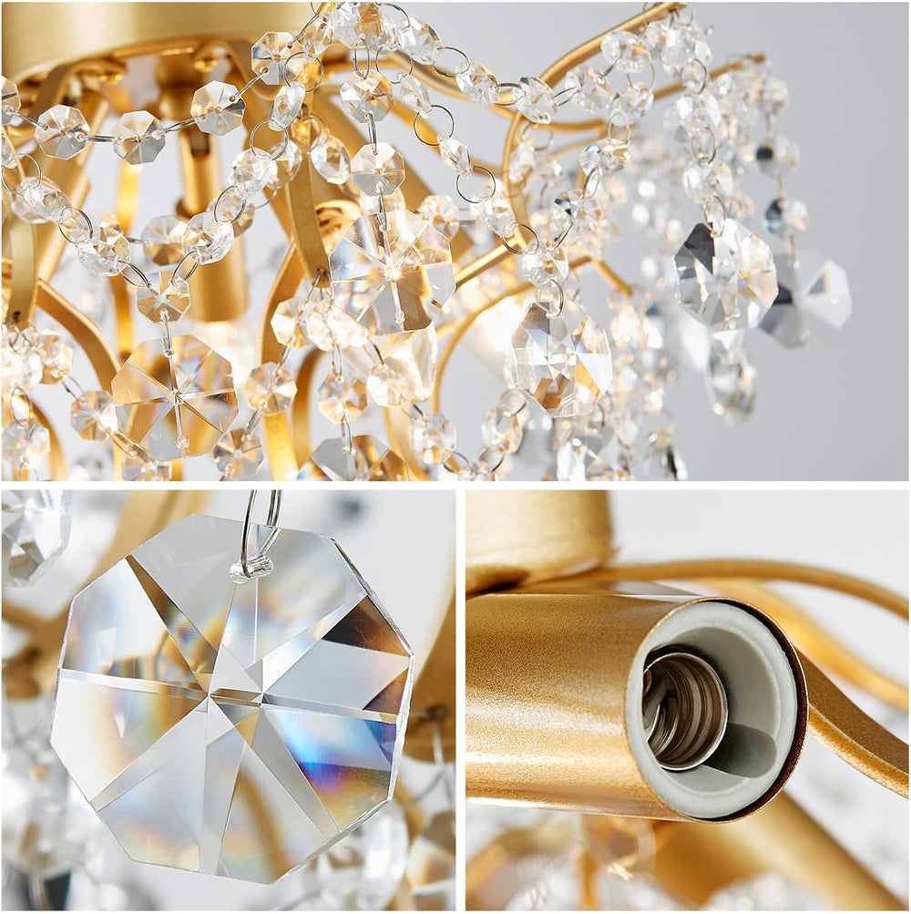 WUZUPS 5-Light Crystal Chandelier Flushmount Ceiling Light Modern Lighting Fi...