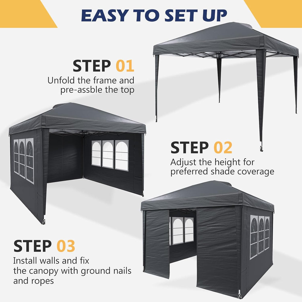 EROMMY Instant 10x10 Pop Up Canopy Tent, Heavy Duty Waterproof Folding Party ...