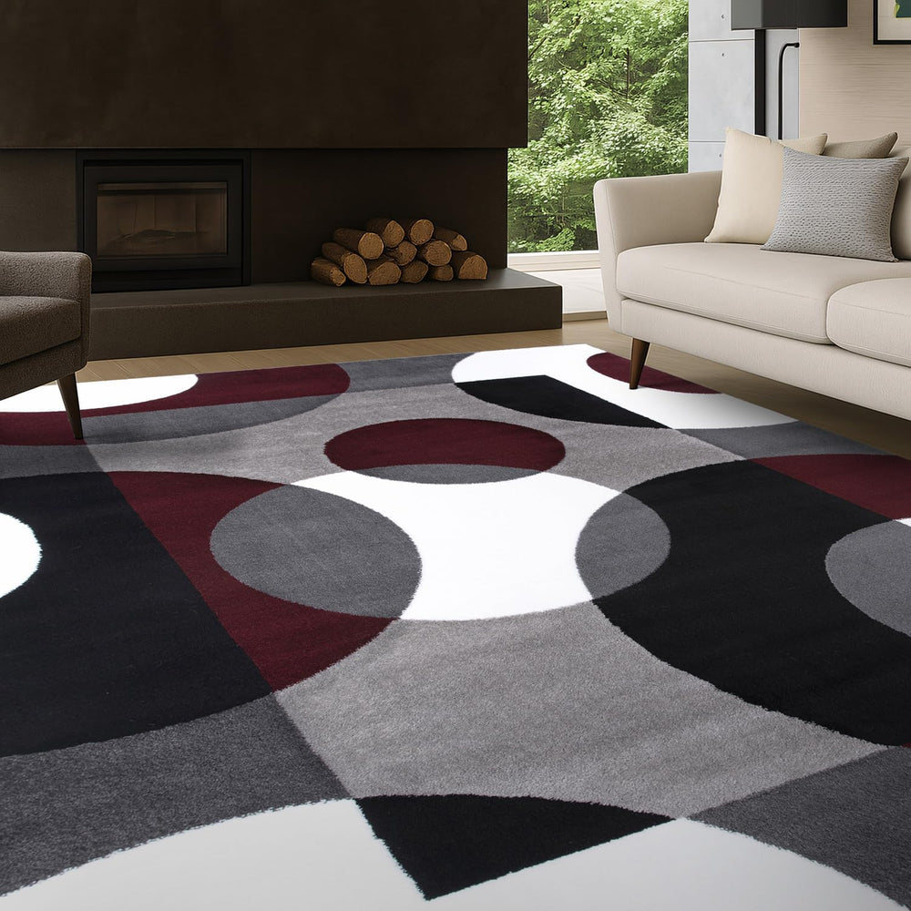 Rugshop Circle Design Contemporary Geometric Area Rug Burgundy 5'3" ...