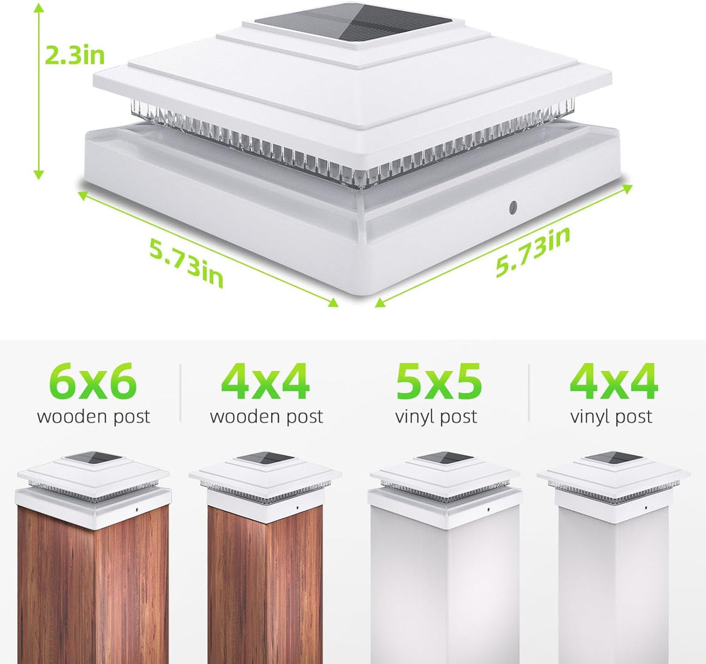 Solar Post Cap Lights 12pack,Warm & Cool Light,for 4x4 5x5 6x6 Posts White