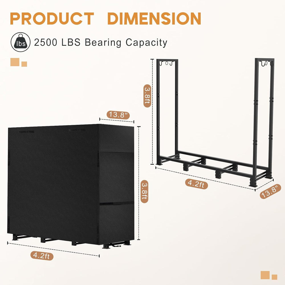 4ft Firewood Rack Outdoor with Waterproof Widened Cover