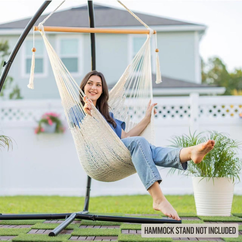 JoyView Hanging Hammock Chair, Caribbean Rope Swing Chair Wood Spreader Bar