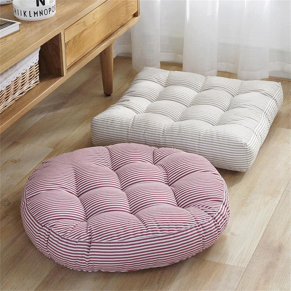 Tiita 22 Inch Square Floor Cushions, Floor Pillow for Sitting, Beige