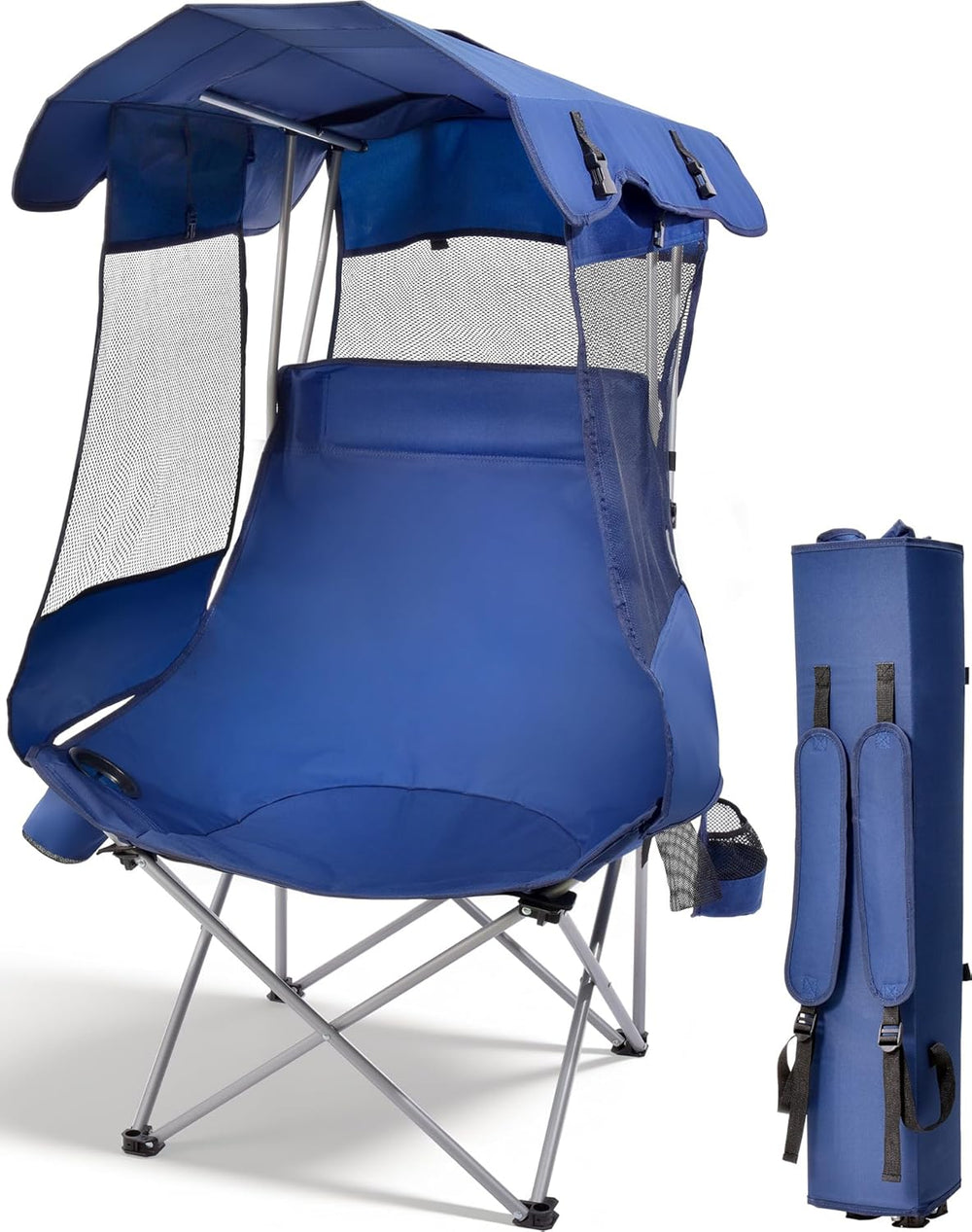 EO Living Oversized Camping Chair with Canopy Shade - 400 LBS Heavy Duty