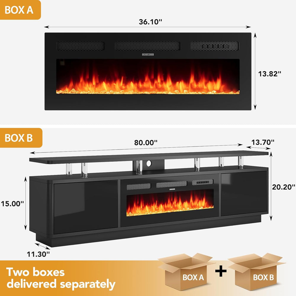 MXV 80" Fireplace TV Stand for TVs Up to 90", 36" Fireplace wi...