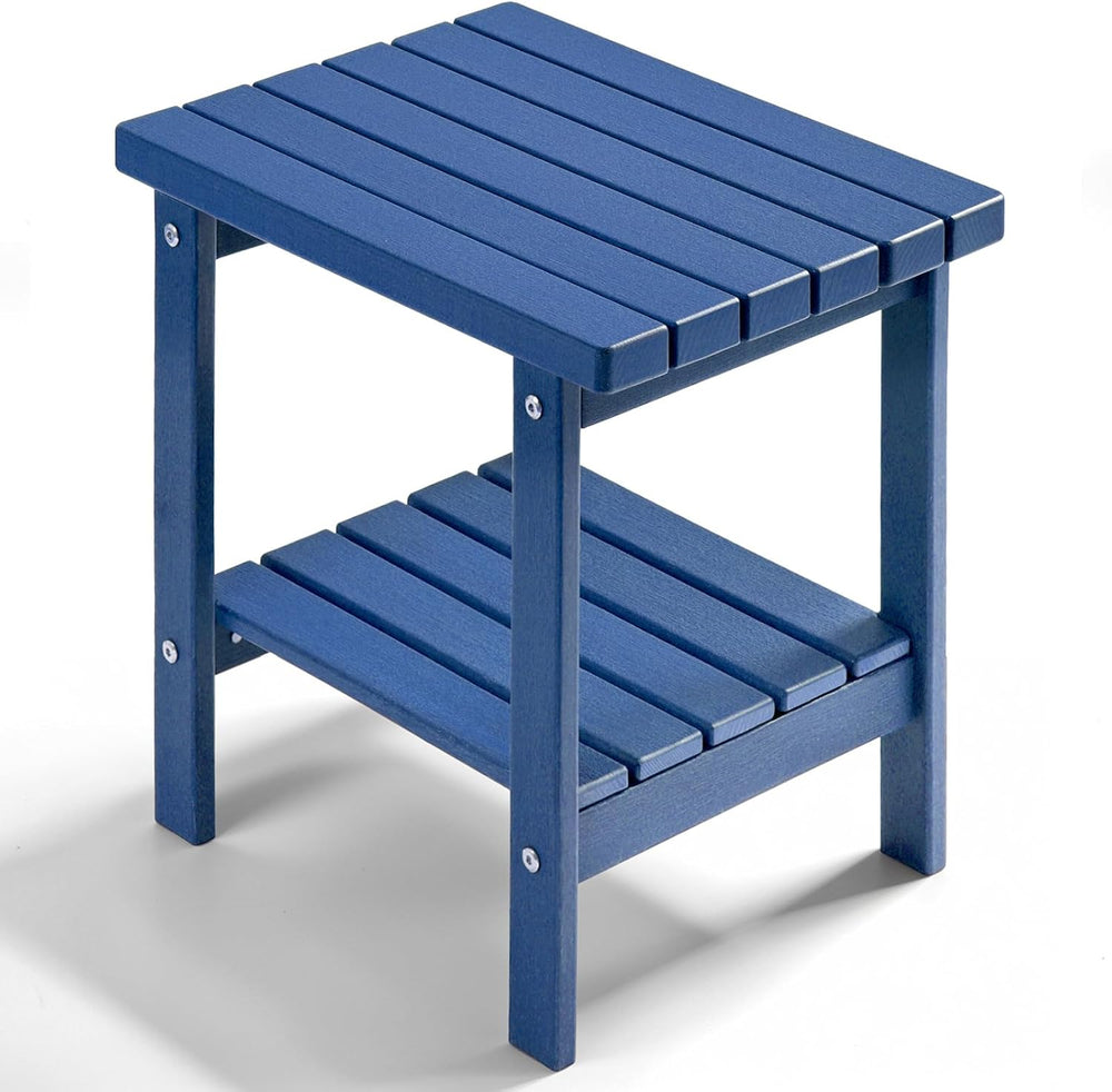PASAMIC Outdoor Side Table, 2-Tier Storage Patio Side Table, HDPE Adirondack ...