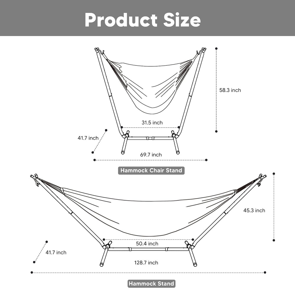 SUNCREAT 2-in-1 Convertible Large Hammocks for Outside, Coffee & White