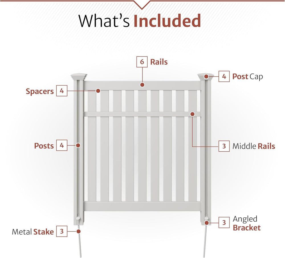 Enclo Hartford Privacy Screen, White Vinyl DIY No Dig Kit
