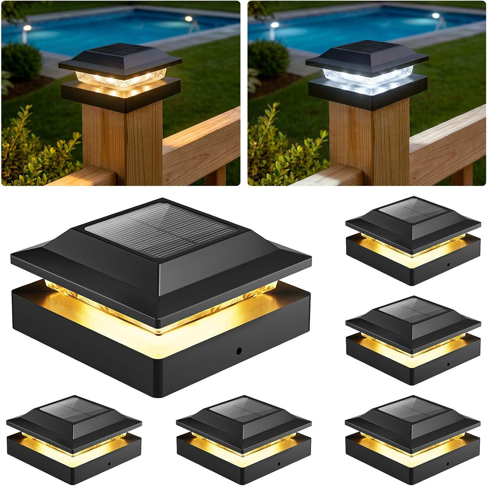 Brightown Solar Post Cap Lights, 2 Modes(Warm/Cool Light) Outdoor Waterproof ...