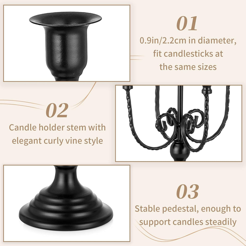 Sziqiqi Black Candelabra Candle Holder for Halloween, 5 Arms Candelabra