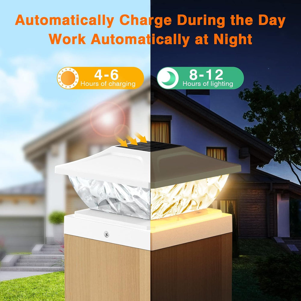 Solar Post Cap Lights Outdoor 6 Pack, 2 Modes Bright Fence Post Solar Lights ...