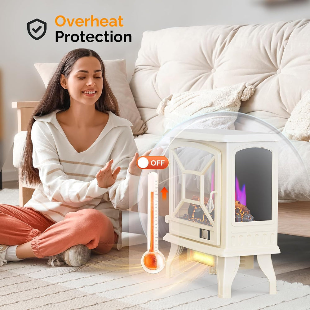 ROVSUN 1400W Electric Fireplace Stove Space Heater, 23''H Portable Fr...