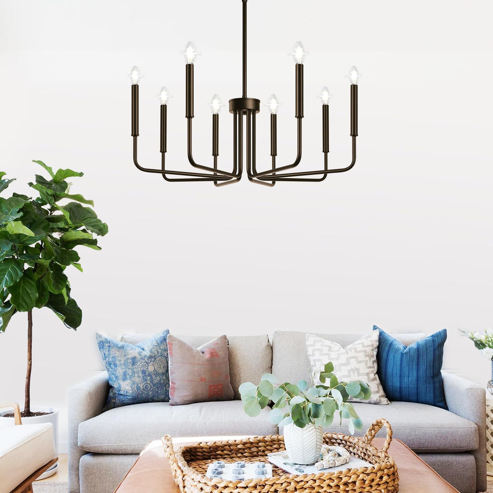 8-Light Farmhouse Chandelier for Dining Room Lighting Fixtures Hanging, Oil-R...