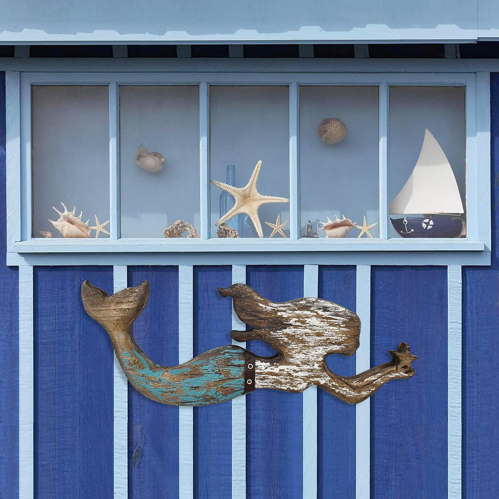 Wooden Mermaid Beach Wall Decor Hanging Plaque Sign Nautical Ocean Themed